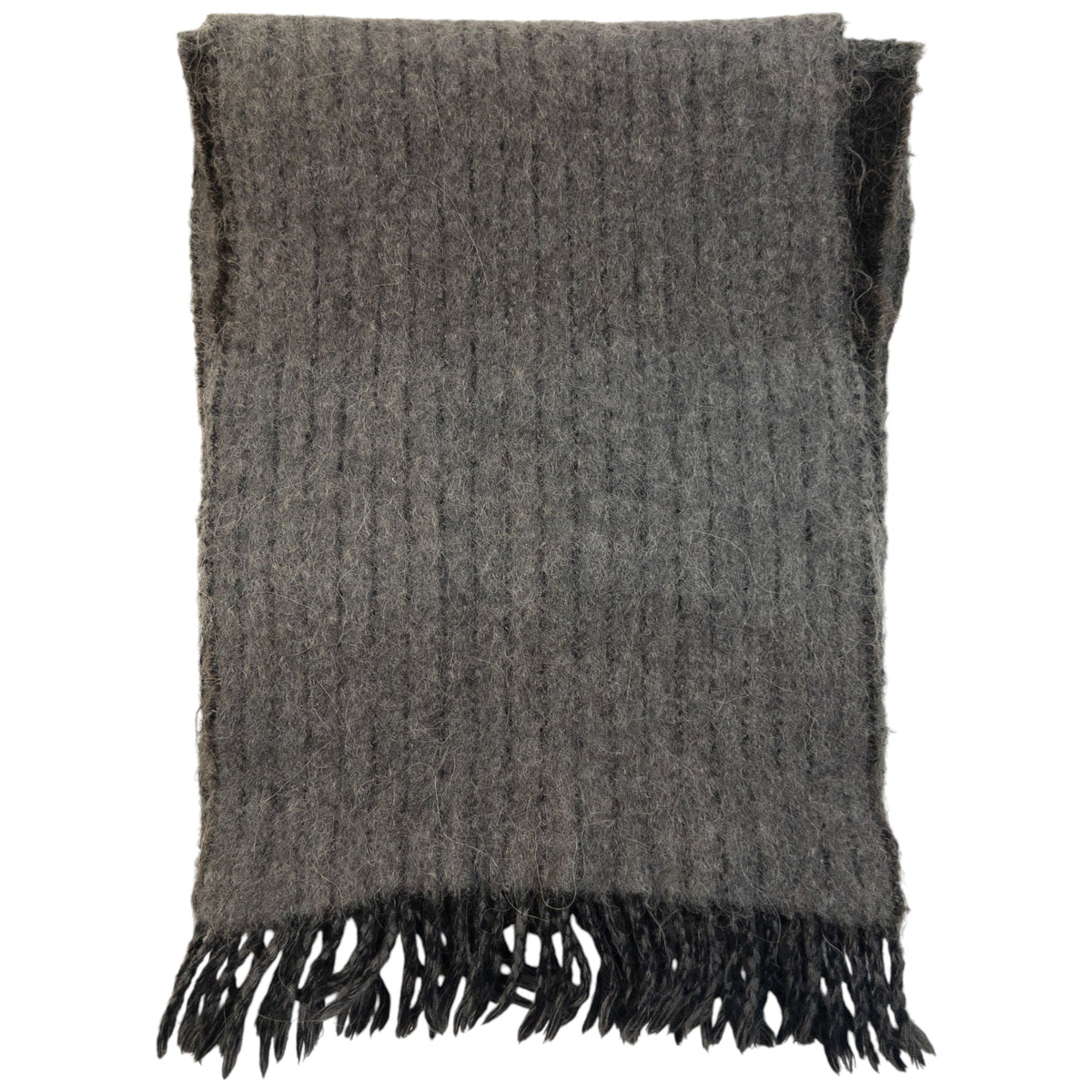 Vintage 2000s Issey Miyake Striped Wool Tassel Scarf | O/S, Brown