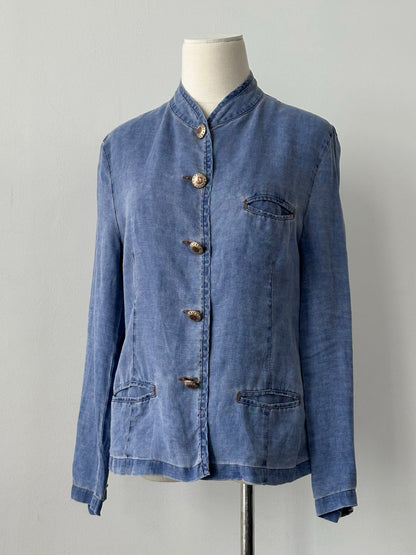 Armani Jeans 1990s Pure Linen Bespoke Button Jacket - S-M
