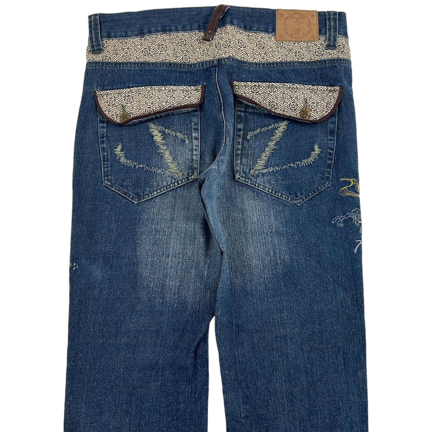 Vintage Koi Fish Japanese Denim Jeans Size W34 - Known Source