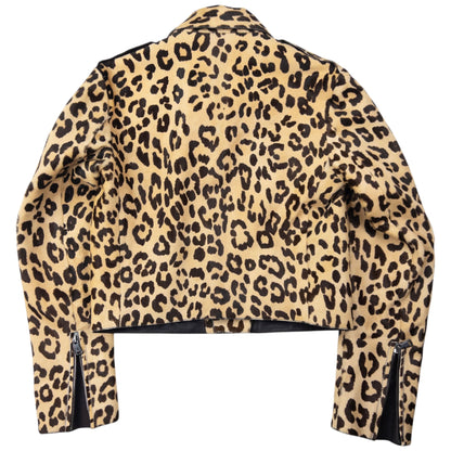 Vintage Ralph Lauren Purple Label Cropped Leopard Print Jacket Womens Size M
