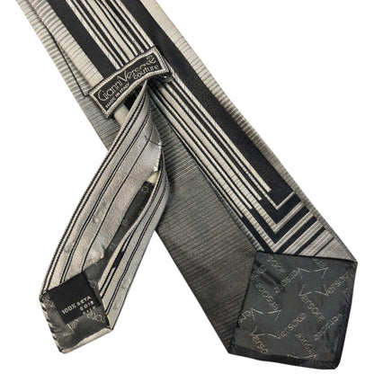 Vintage 90s Gianni Versace Geometric Silk Tie | O/S, Grey