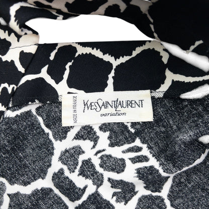 Vintage 80s YSL Yves Saint Laurent Giraffe Print Belt Waist Dress Womens Size L | Large, Black