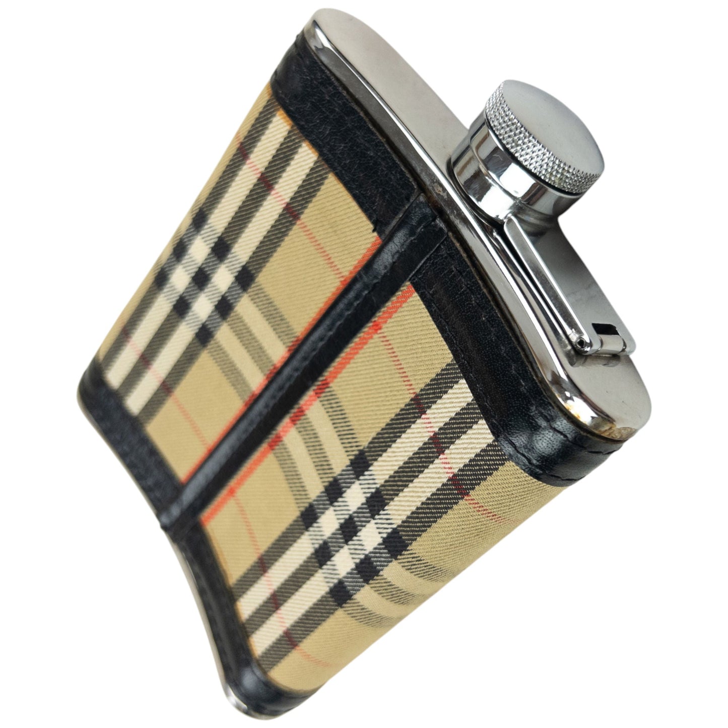 Vintage 90s Burberry Nova Check Steel Hip Flask | O/S, Beige, Black, Red