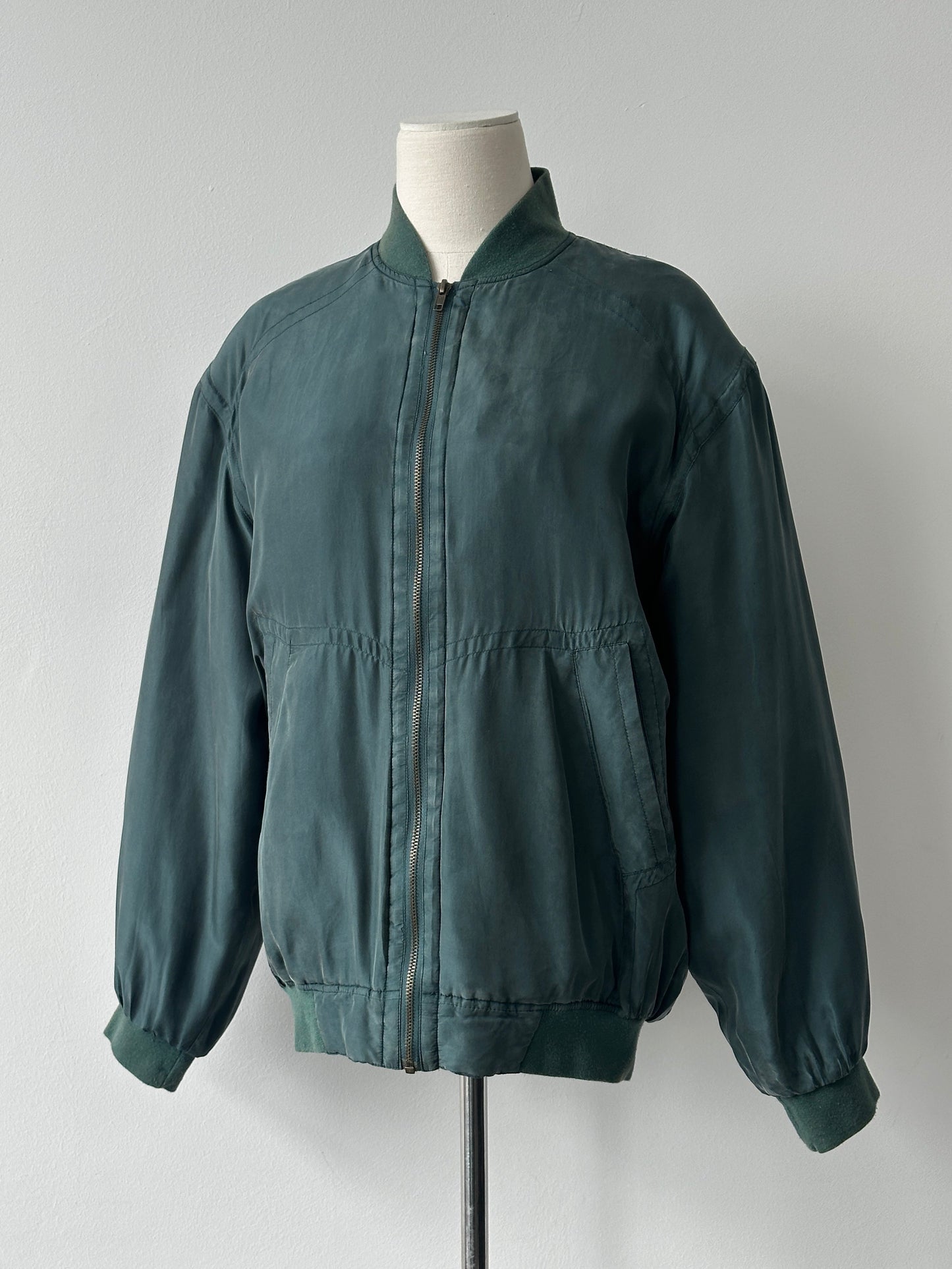 Vintage 1990s Pure Silk Bomber Jacket - M
