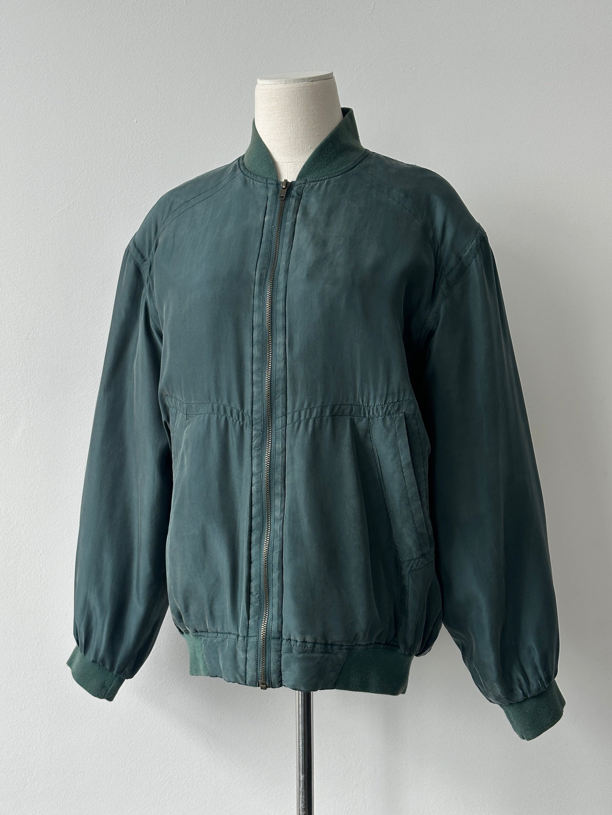 Vintage 1990s Pure Silk Bomber Jacket - M