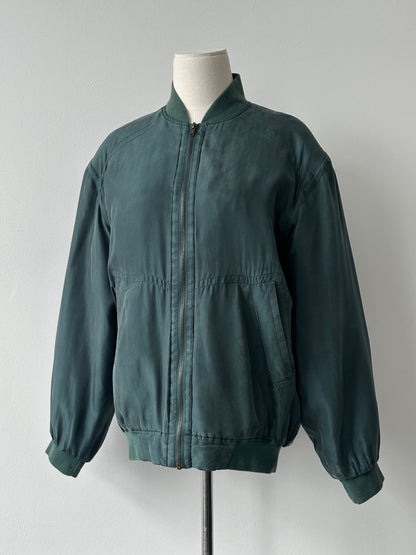 Vintage 1990s Pure Silk Bomber Jacket - M