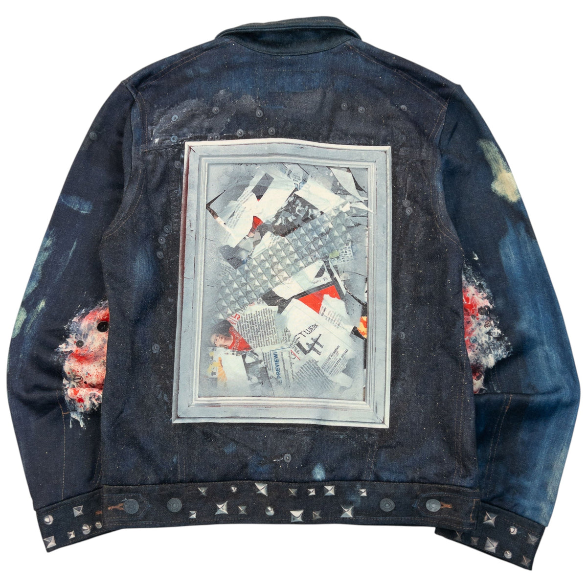 Vintage 2000s PPFM Embellished Denim-Look Print Jacket Womens Size M | Medium, Multi