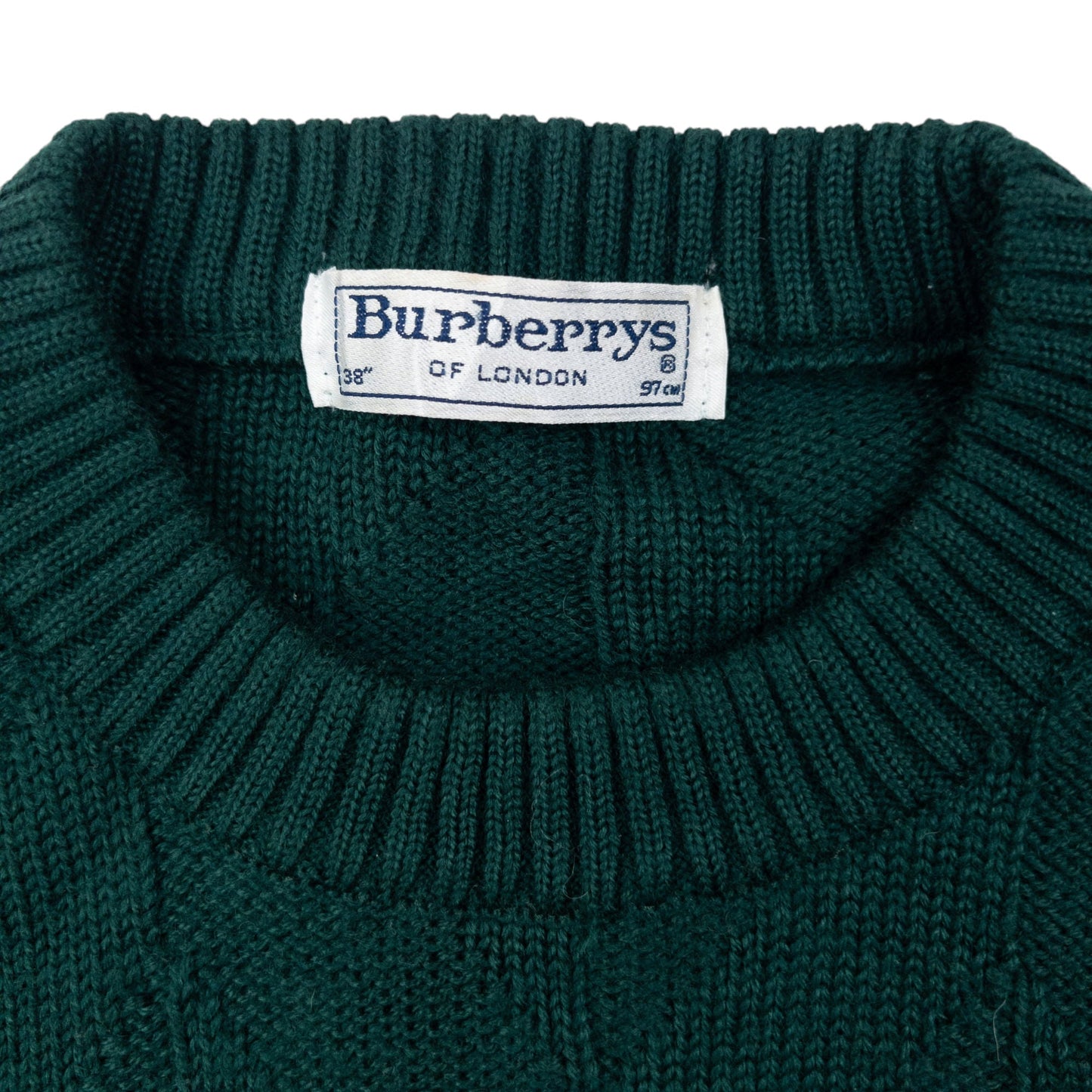 Vintage 90s Burberry Embroidered Wool Knit Jumper Size S | Small, Green