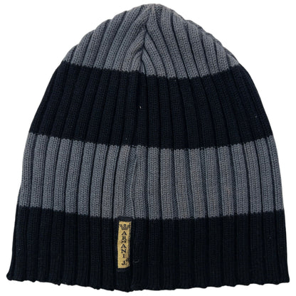 Vintage 2000s Armani Jeans Ribbed Stripe Beanie Hat