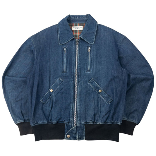 Vintage 90s PPFM Zip Up Denim Jacket Size M | Medium, Blue