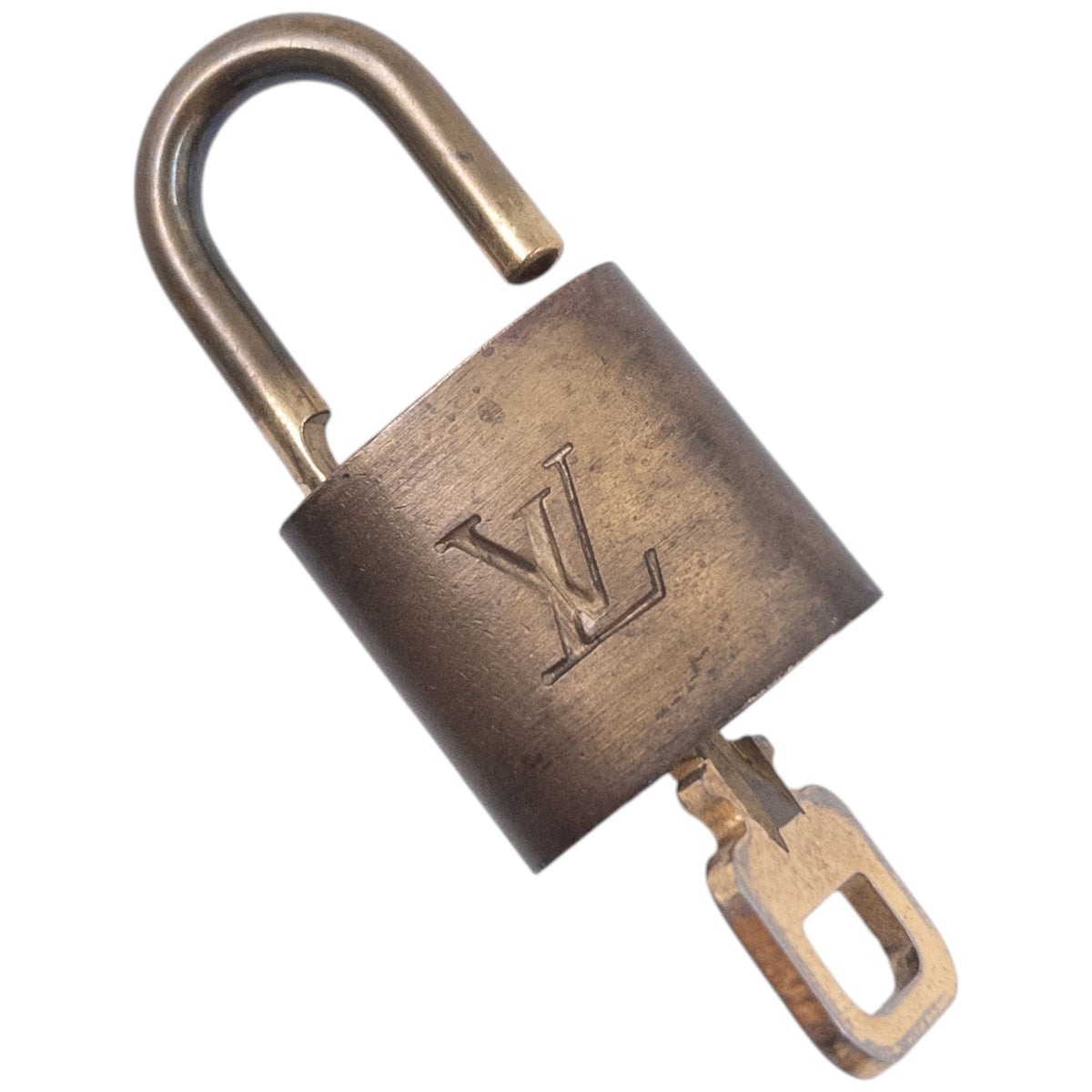 Vintage 2000s Louis Vuitton Embossed Mini Padlock & Key | O/S, Brown