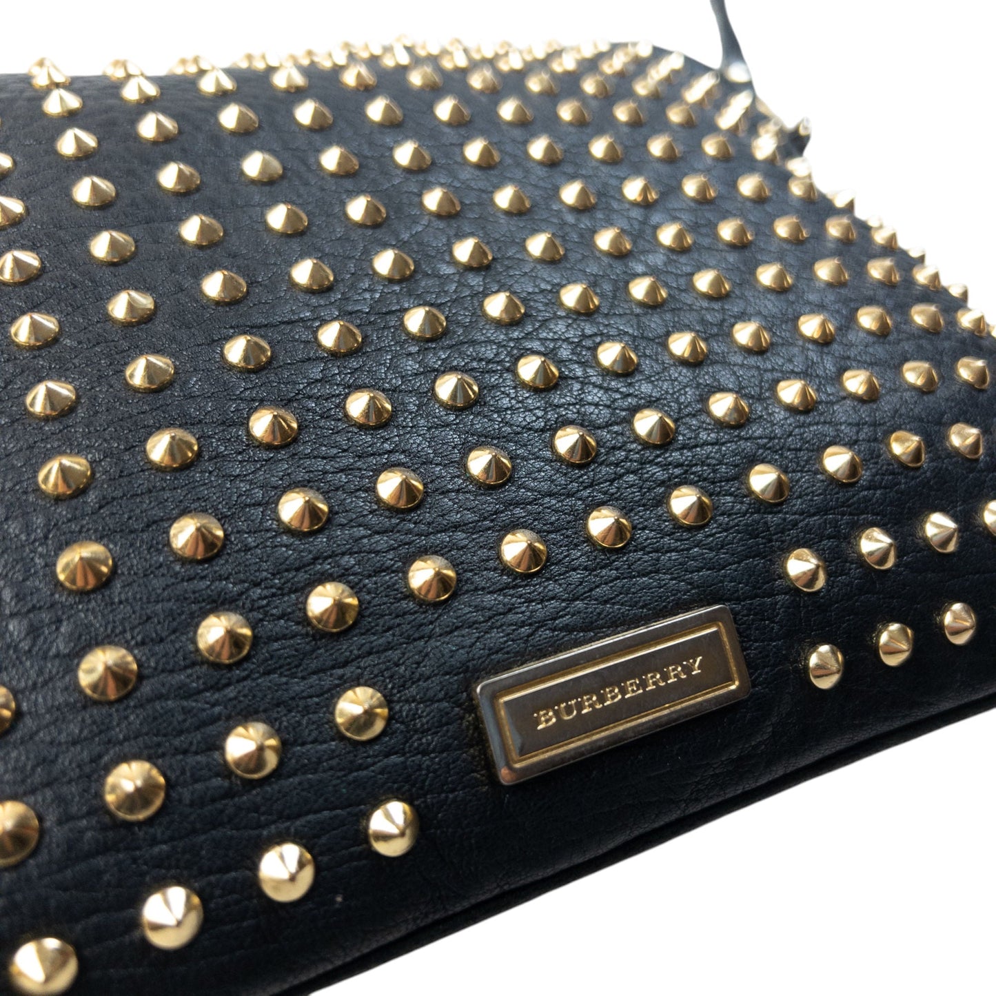 Vintage 2000s Burberry Studded Leather Crossbody Bag | O/S, Black