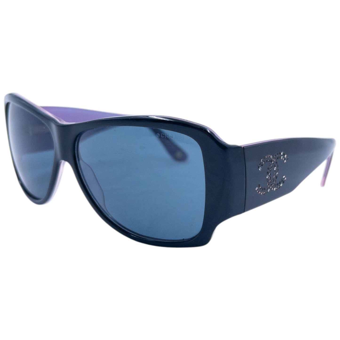 Vintage 2000s Chanel Diamanté Sunglasses | O/S, Purple, Black