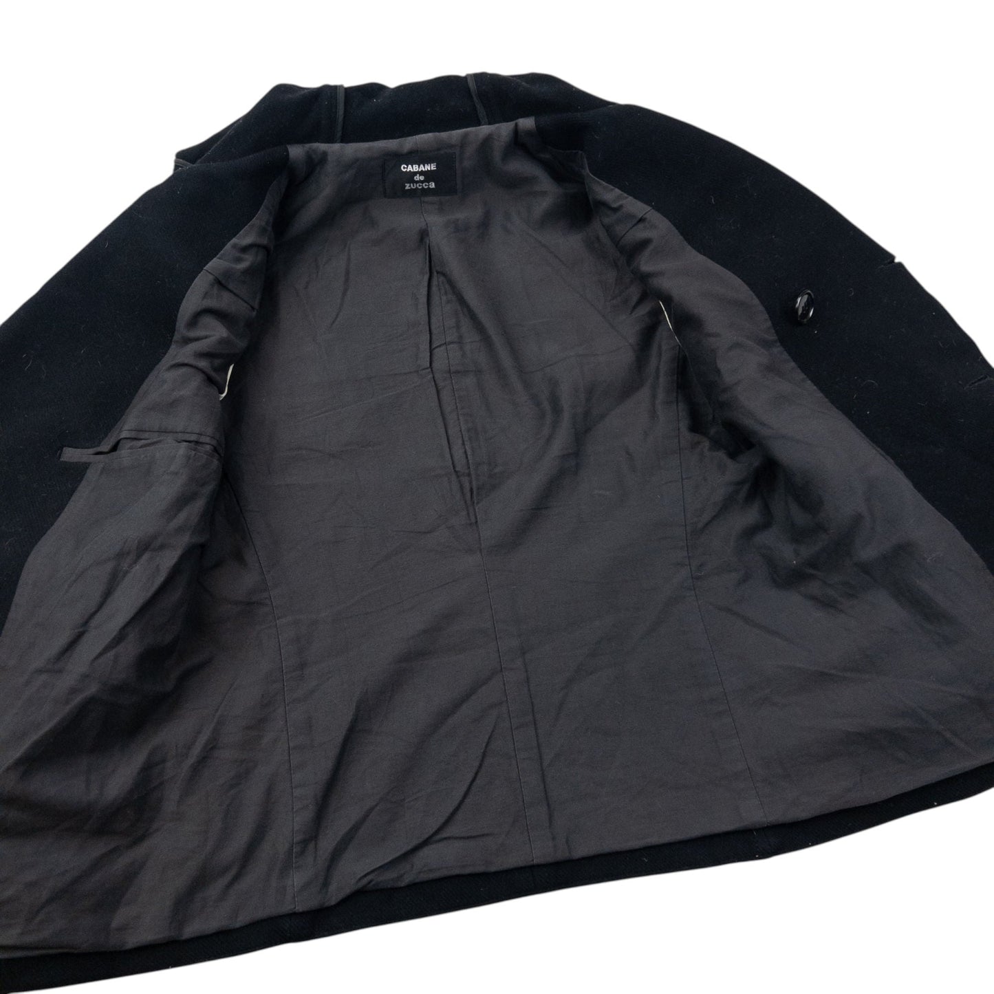 Vintage 90s Cabane De Zucca By Issey Miyake Wool Peacoat Jacket Size S | Small, Black
