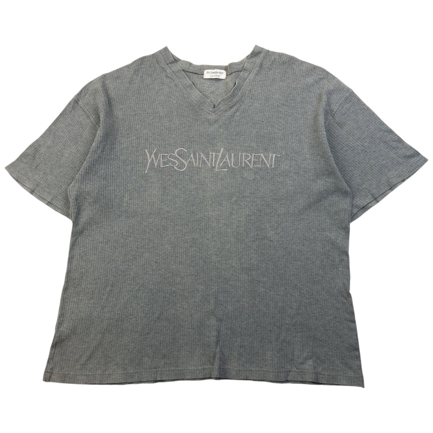 Vintage 2000s YSL Yves Saint Laurent Embroidered T Shirt Size M | Medium, Grey
