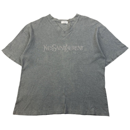 Vintage 2000s YSL Yves Saint Laurent Embroidered T Shirt Size M | Medium, Grey