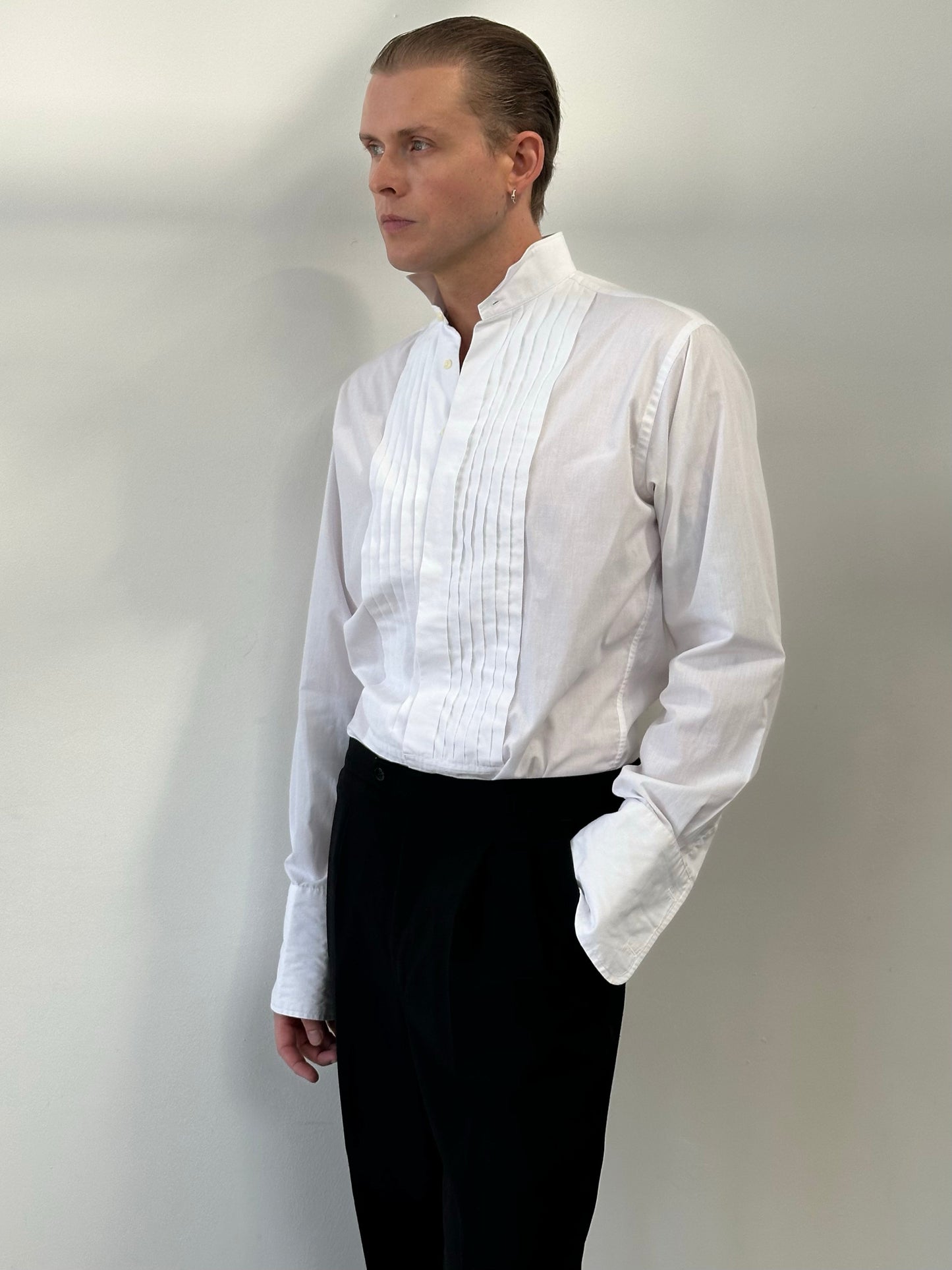 Yves Saint Laurent 1990s Cotton Tuxedo Dress Shirt - M