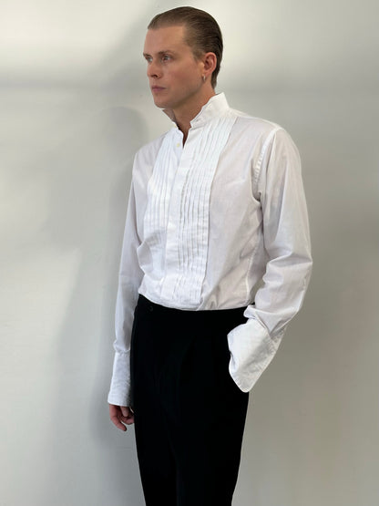 Yves Saint Laurent 1990s Cotton Tuxedo Dress Shirt - M
