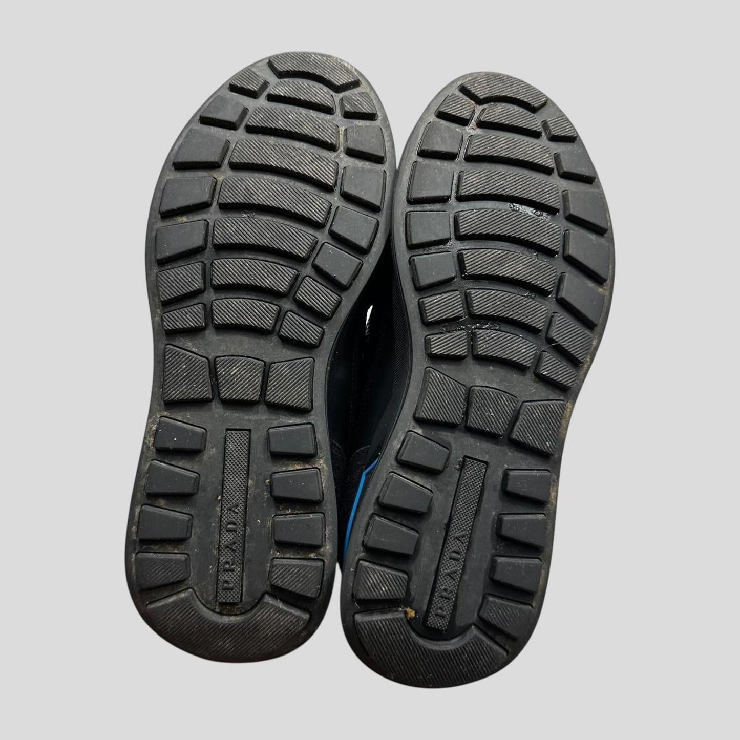 Prada 2018 Mechano Nero Voyage Rubber + Leather Logo Trainers - UK8.5/9 | UK 8.5, Black