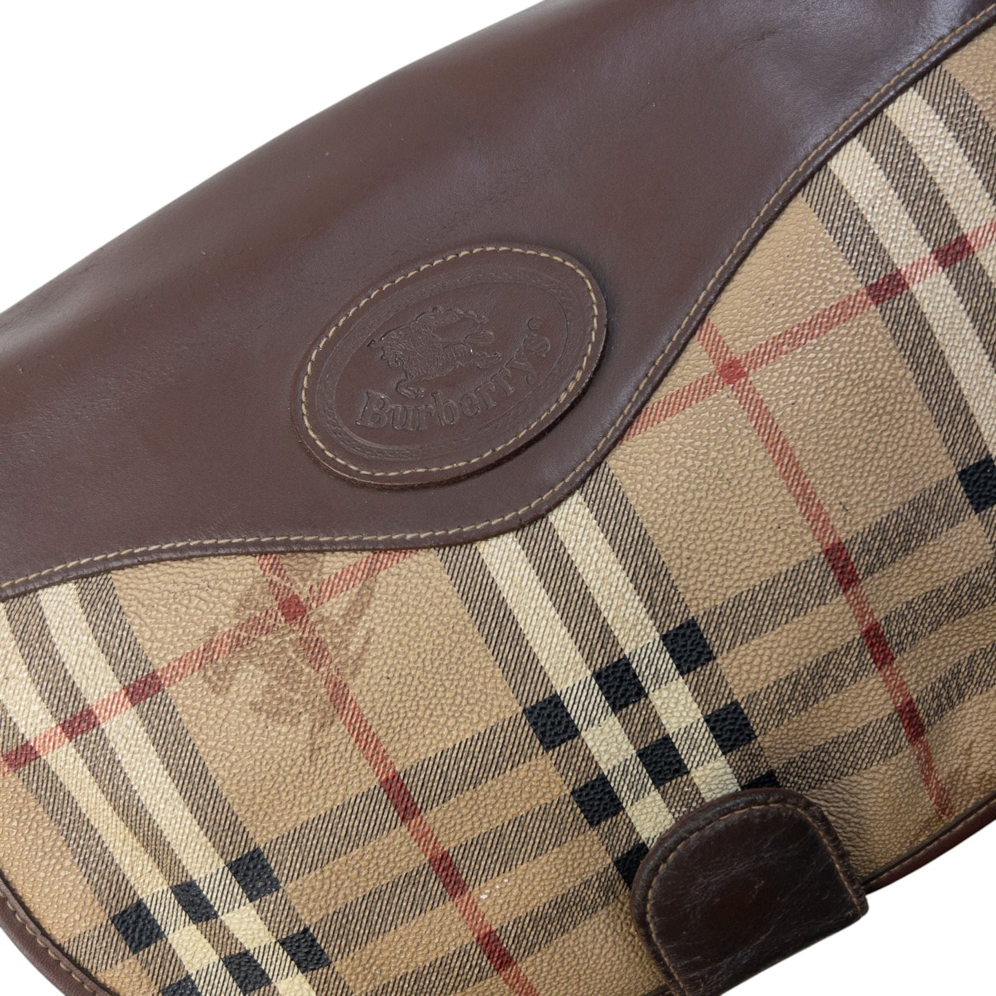 Vintage 90s Burberry Nova Check Leather Crossbody Bag | O/S, Brown
