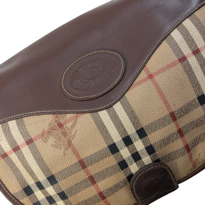 Vintage 90s Burberry Nova Check Leather Crossbody Bag | O/S, Brown
