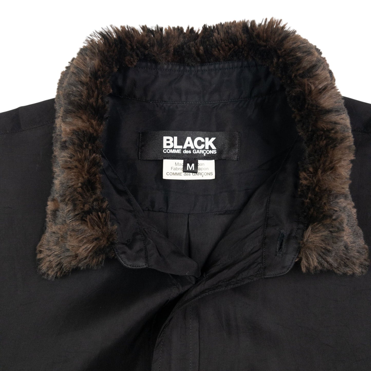 Vintage Comme Des Garçons BLACK Fur Collar Button Up Shirt Size S