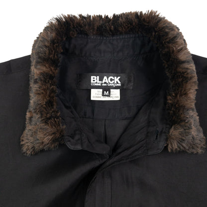 Vintage Comme Des Garçons BLACK Fur Collar Button Up Shirt Size S