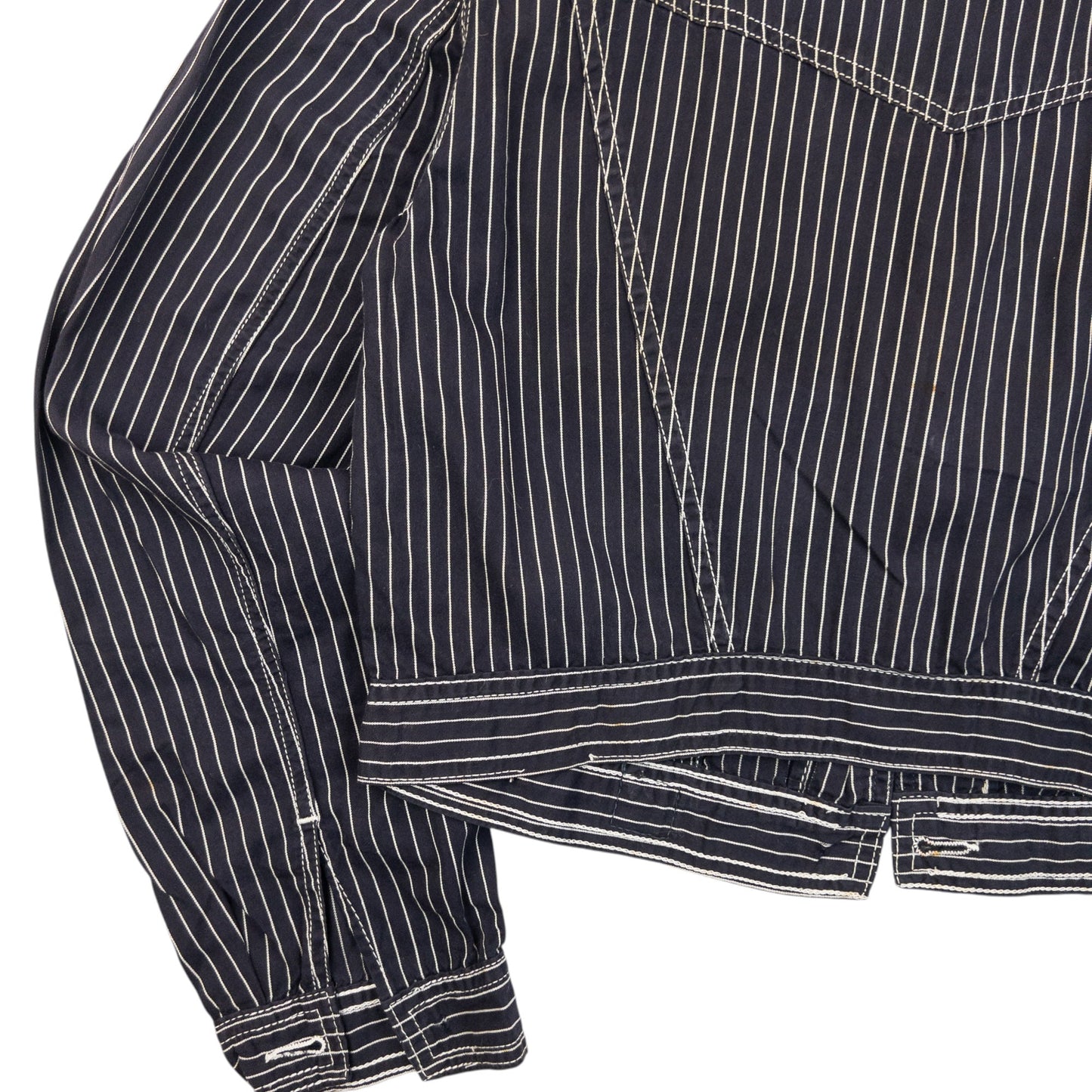 Vintage 2000s Versace Jeans Couture Striped Jacket Womens Size L | Large, Navy