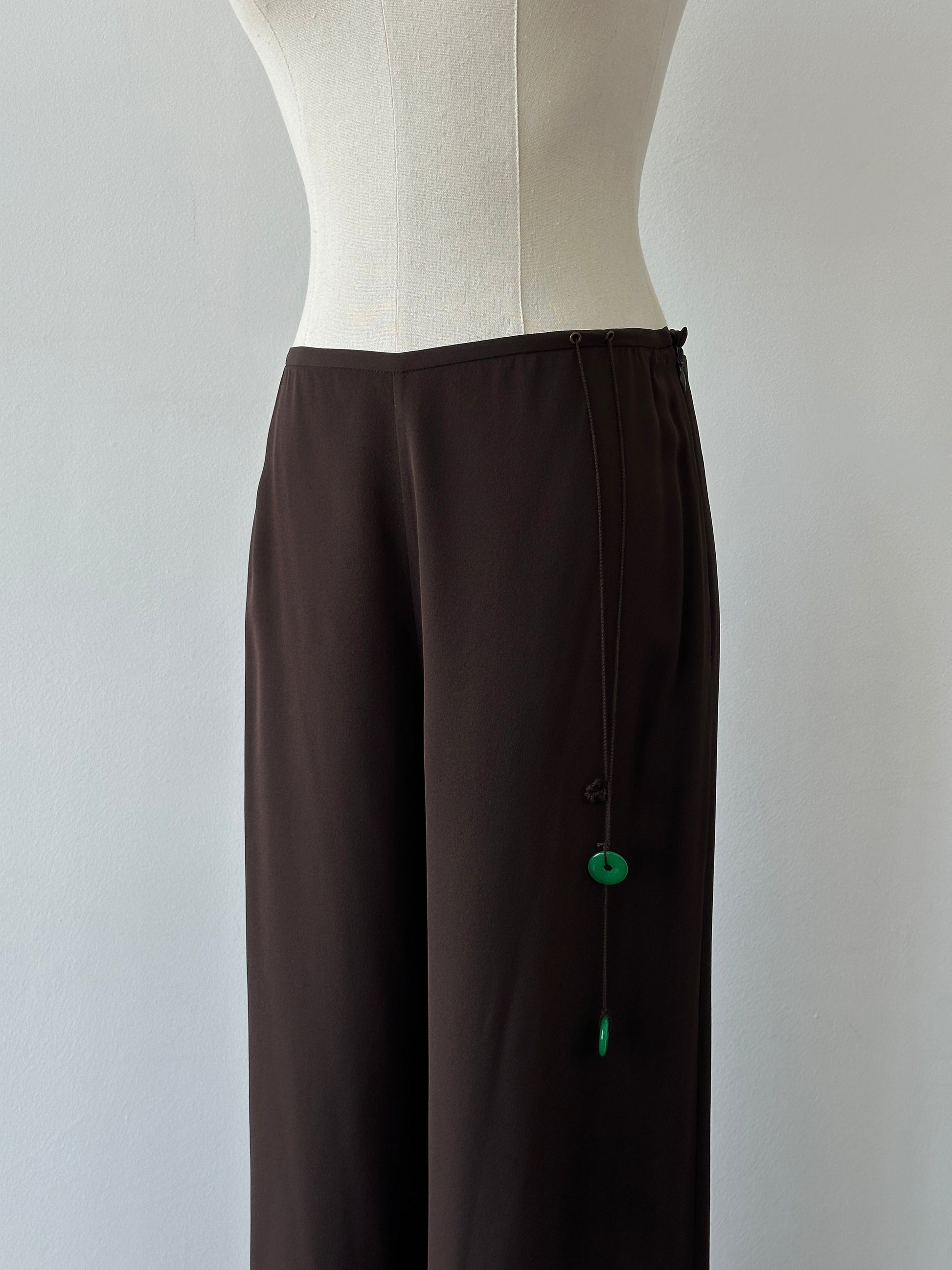 Vintage 2000s Pure Silk Wide Leg Trousers - W28