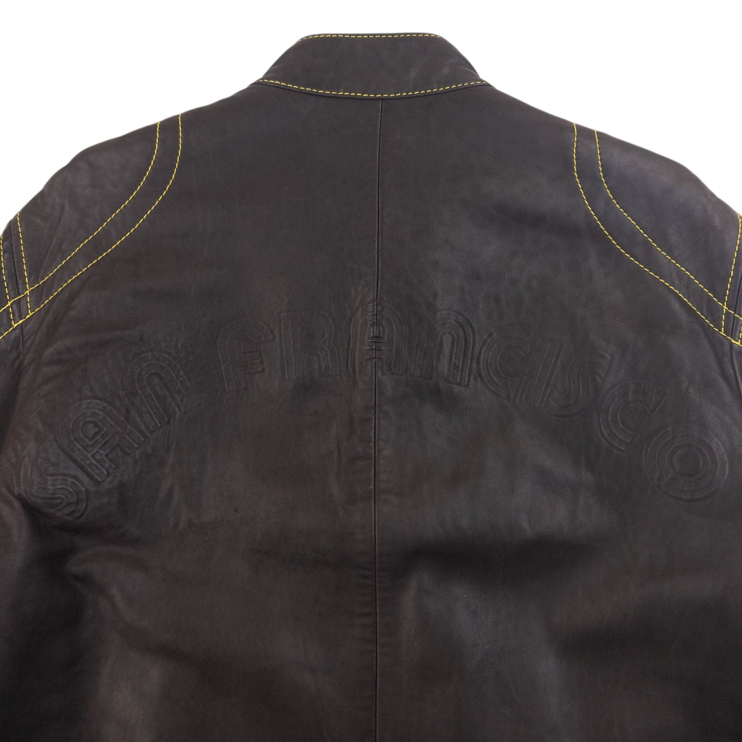 Vintage 90s Hugo Boss Contrast Stitching  Leather Jacket Size L | Large, Brown