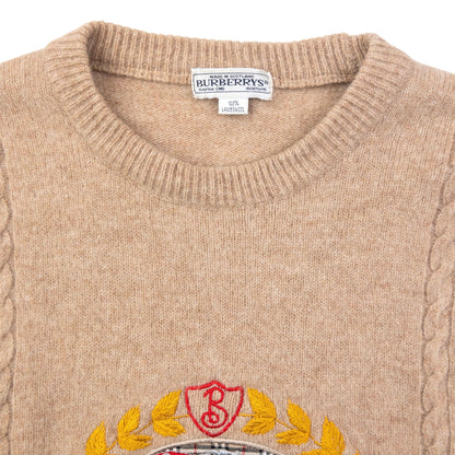 Vintage 90s Burberry Embroidered Wool Jumper Size XS