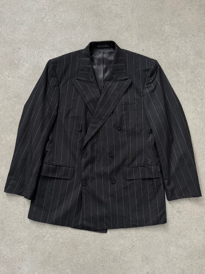 Burberry 1990s Pure Wool Double Breasted Stripe Blazer - XL