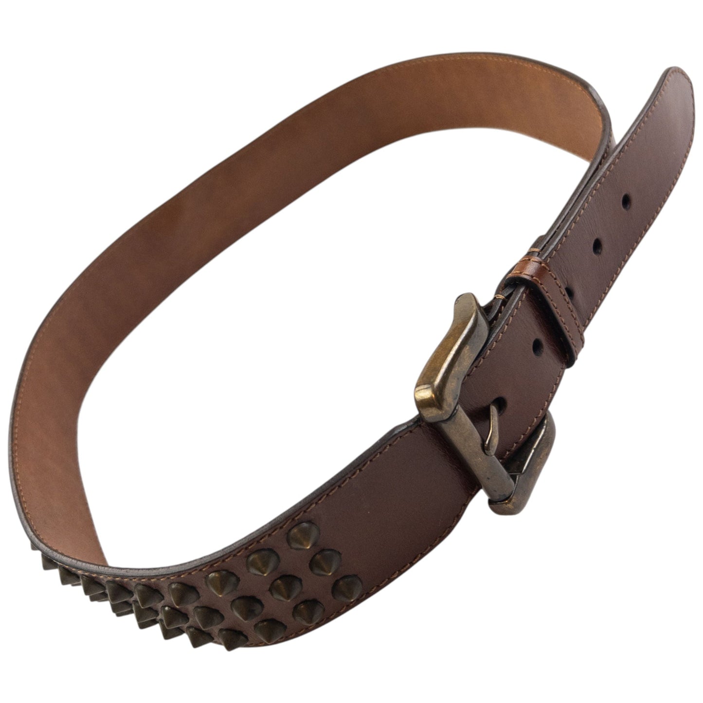 Vintage 2000s Burberry Studded Leather Belt Size M | O/S, Brown