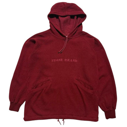 Stone Island 90's Pullover Hoodie | Large, Burgundy
