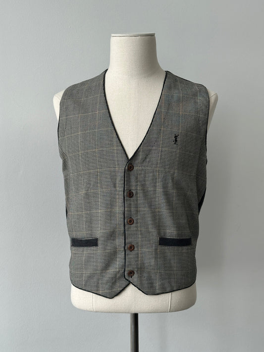 Yves Saint Laurent Pour Homme 1990s Wool Check Waistcoat - S-M