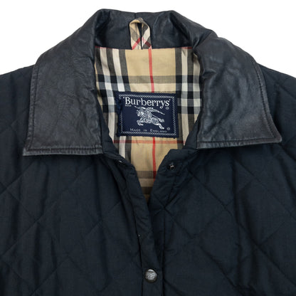 Vintage 90s Burberry Nova Check Lined Quilted Jacket Size L | Large, Black