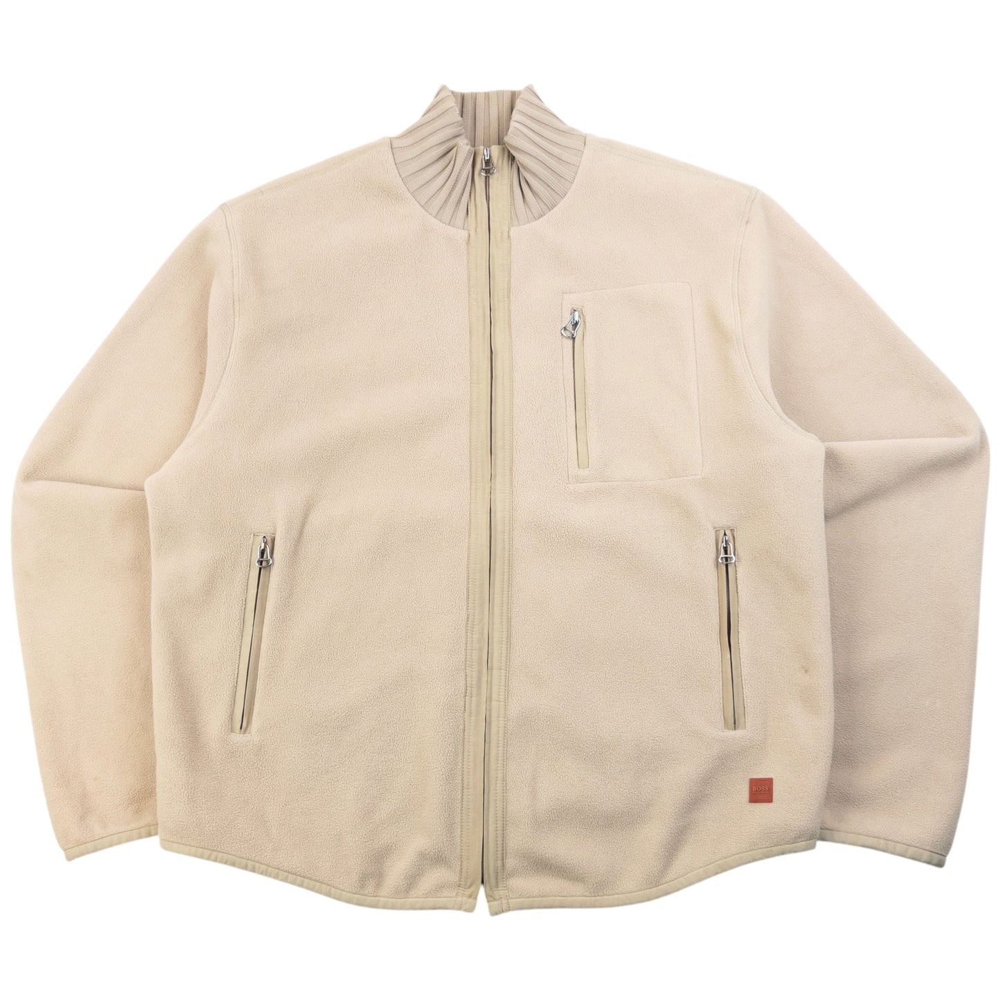 Vintage 2000s Hugo Boss Zip Up Fleece Jacket Size L | Large, Beige