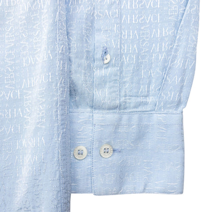 Vintage 2000s Versace Classic Monogram Long Sleeve Button Up Shirt Size M | Medium, Blue