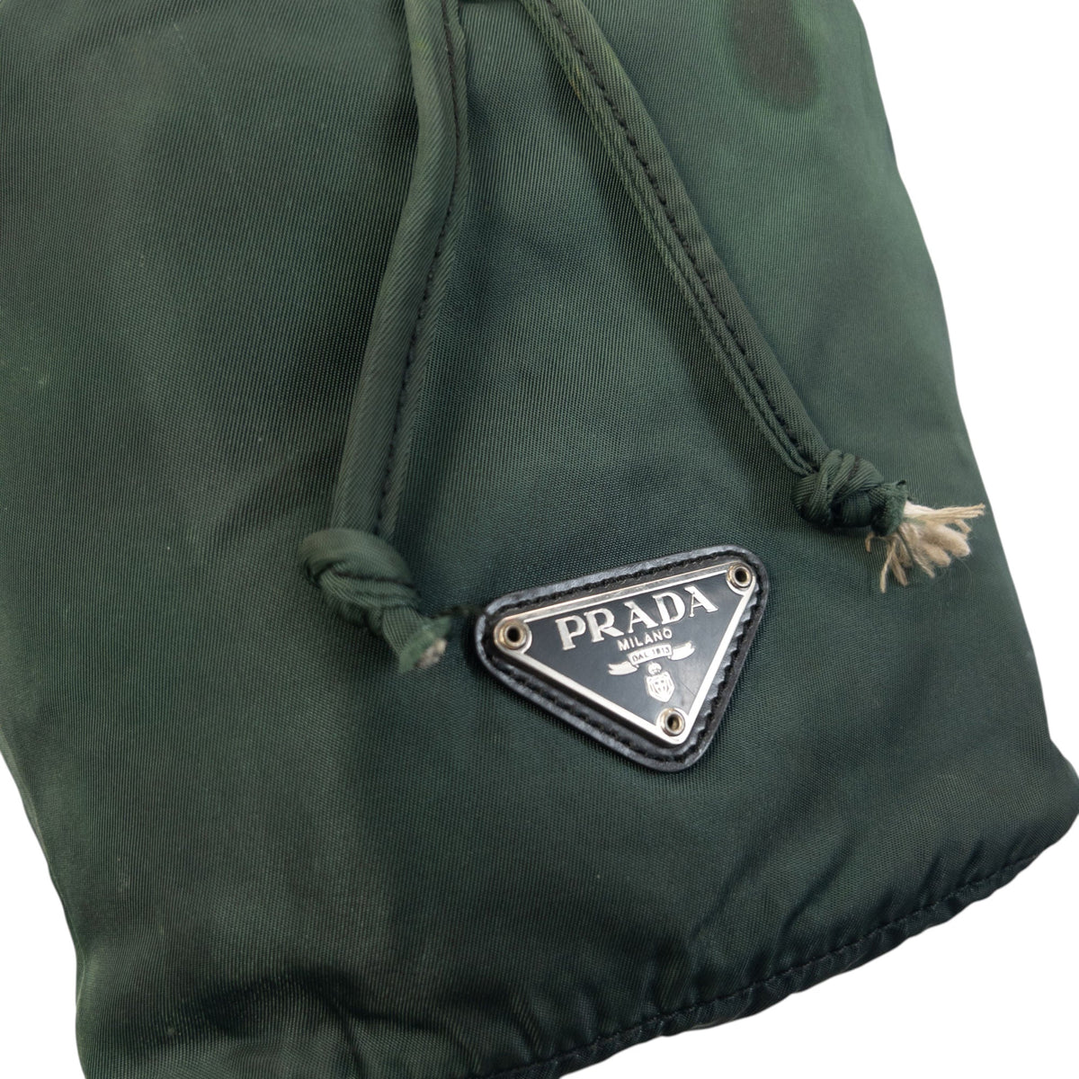 Vintage 2000s Prada Drawstring Pouch Bag | O/S, Green