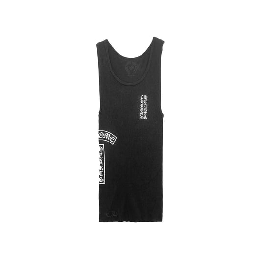 Chrome Hearts Black T-Bar Script Rib Tank Top | Small, Black
