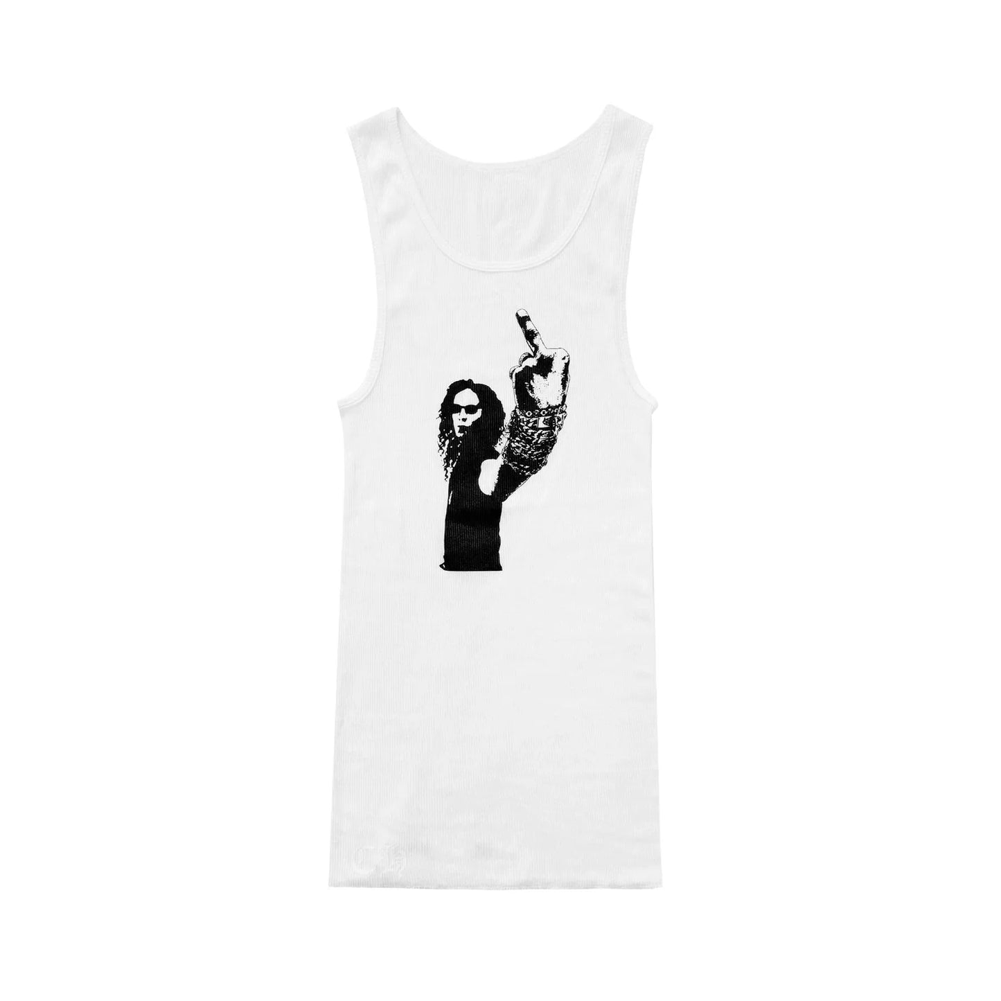 Chrome Hearts Middle Finger Graphic Rib Tank Top | Small, Tan