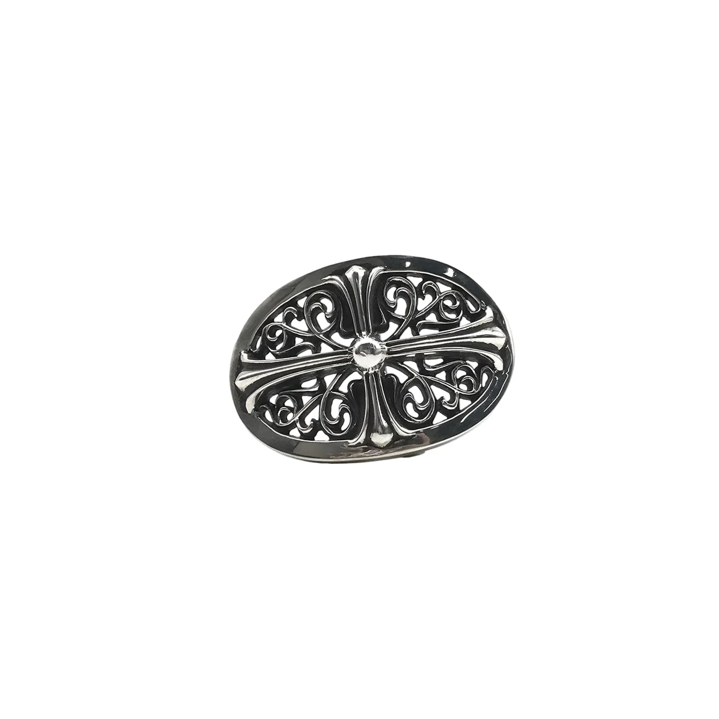 Chrome Hearts Silver Oval Keeper Cross Buckle | O/S, Silver