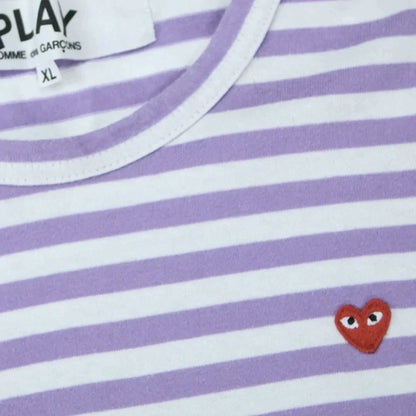 Comme des Garcons Play Little Red Heart Long Sleeve Stripe Tee (XL)  (L)  (L)