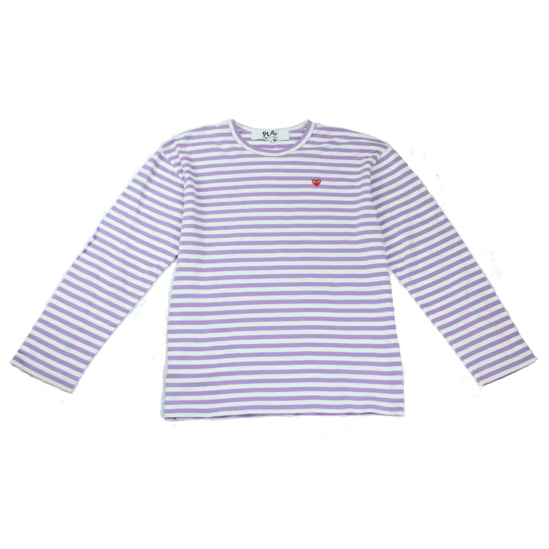 Comme des Garcons Play Little Red Heart Long Sleeve Stripe Tee (XL)  (L)  (L)