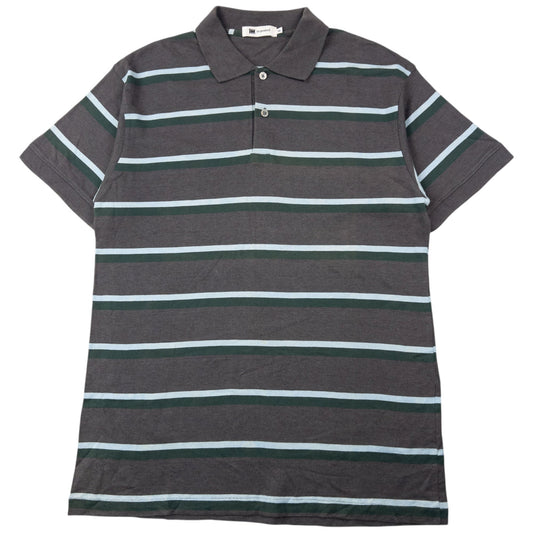 Vintage 90s Issey Miyake Striped Polo Shirt Size M | Medium, Grey