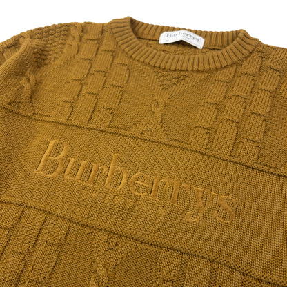 Vintage 90s Burberry Embroidered Cable Knit Jumper Size M | Medium, Multicoloured