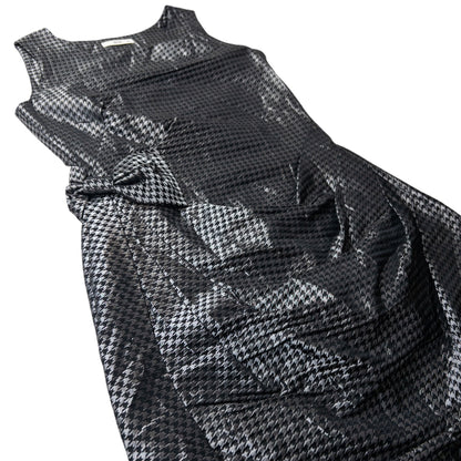 Vintage Prada Houndstooth Ruched Bow Dress Womens Size M