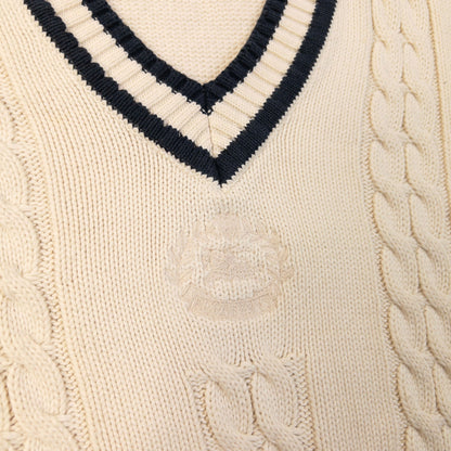 Vintage 90s Burberry Knit Sweater Vest Size S | Small, Cream