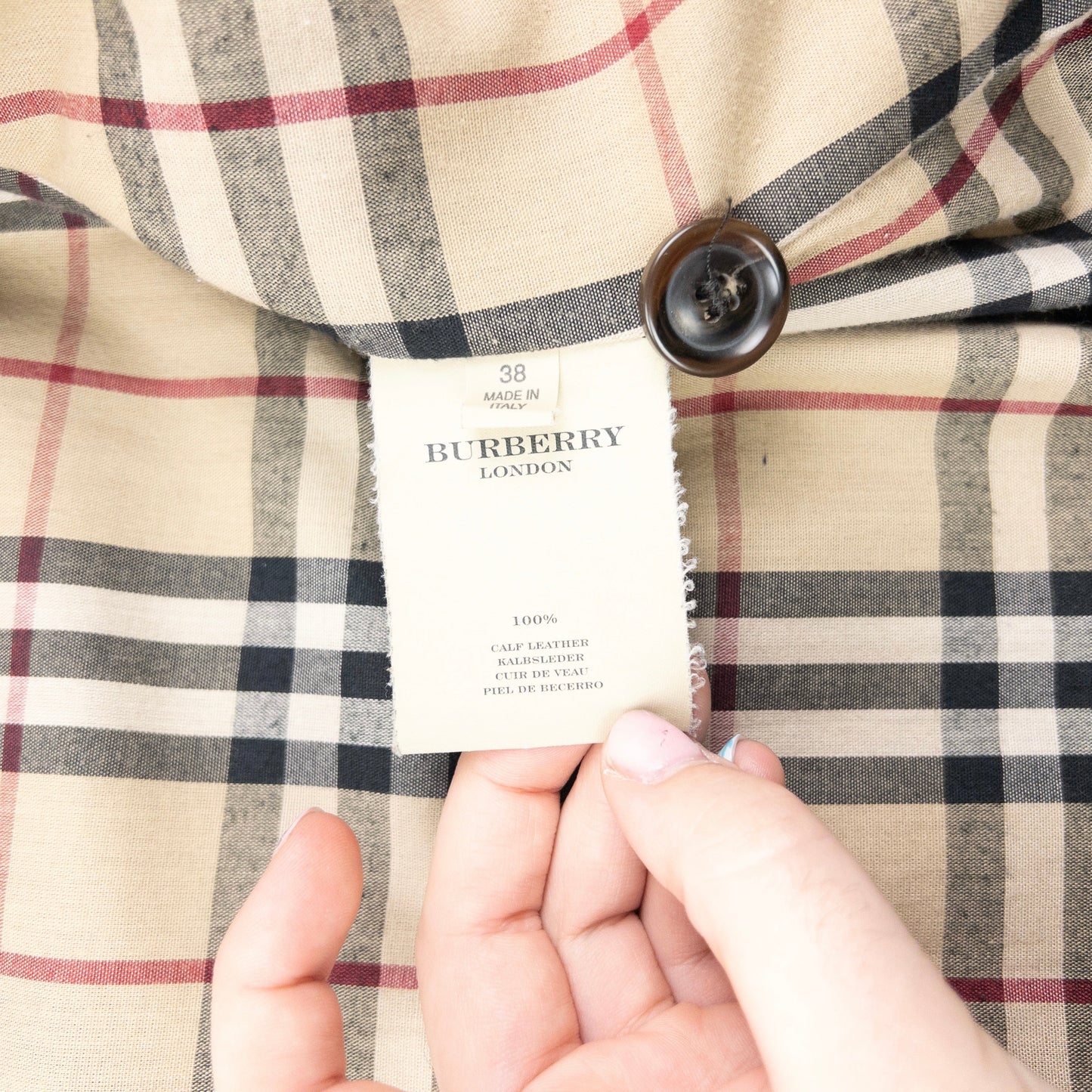 Vintage Burberry Nova Check Lined Leather Jacket Size M | Medium, Brown