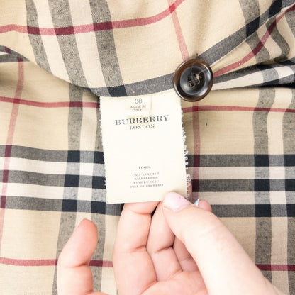 Vintage Burberry Nova Check Lined Leather Jacket Size M | Medium, Brown